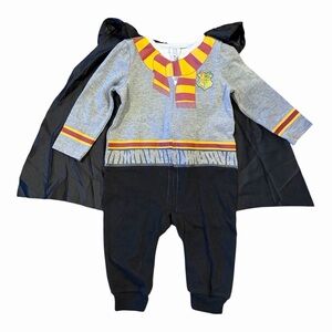 Harry Potter gryffindor Gray and Black Baby Romper with Velcro cape